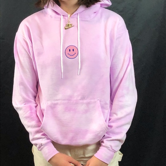 Purple Tie dye smiley face hoodie - Picture 3 of 3